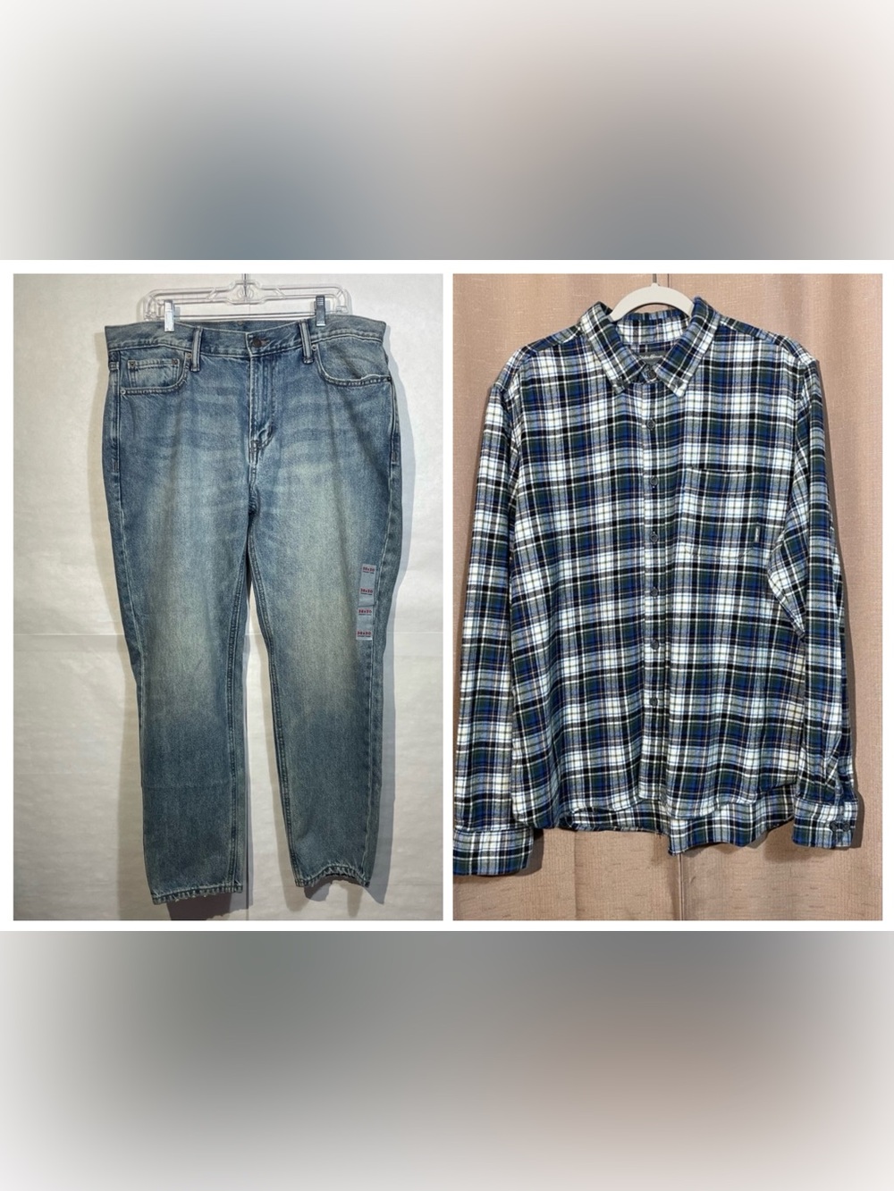 NWT Men's Old Navy 38 x
30 Medium Wash jeans & Eddie Bauer XL Flannel Shirt GUC